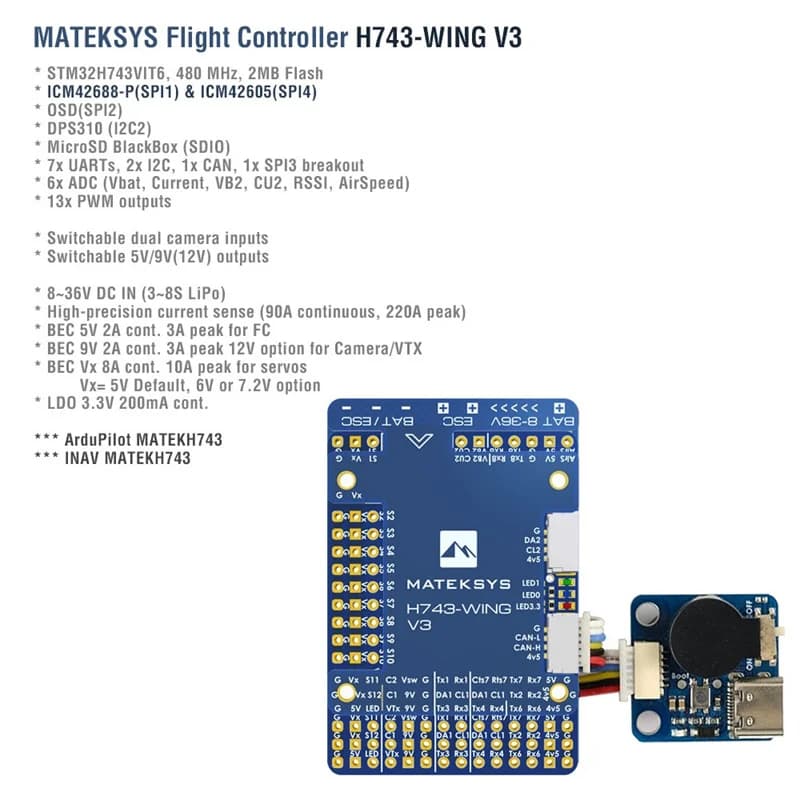 Flight Controller H743-WING V3 thumbnail 2
